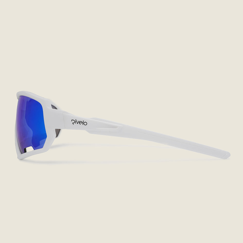 Braemar Sunglasses (Matt White/Blue Mirror) (studio)