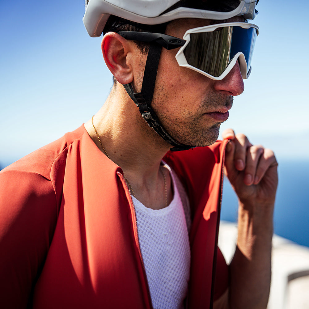 Mens Finestre Race Jersey (Brick) (model: joe)