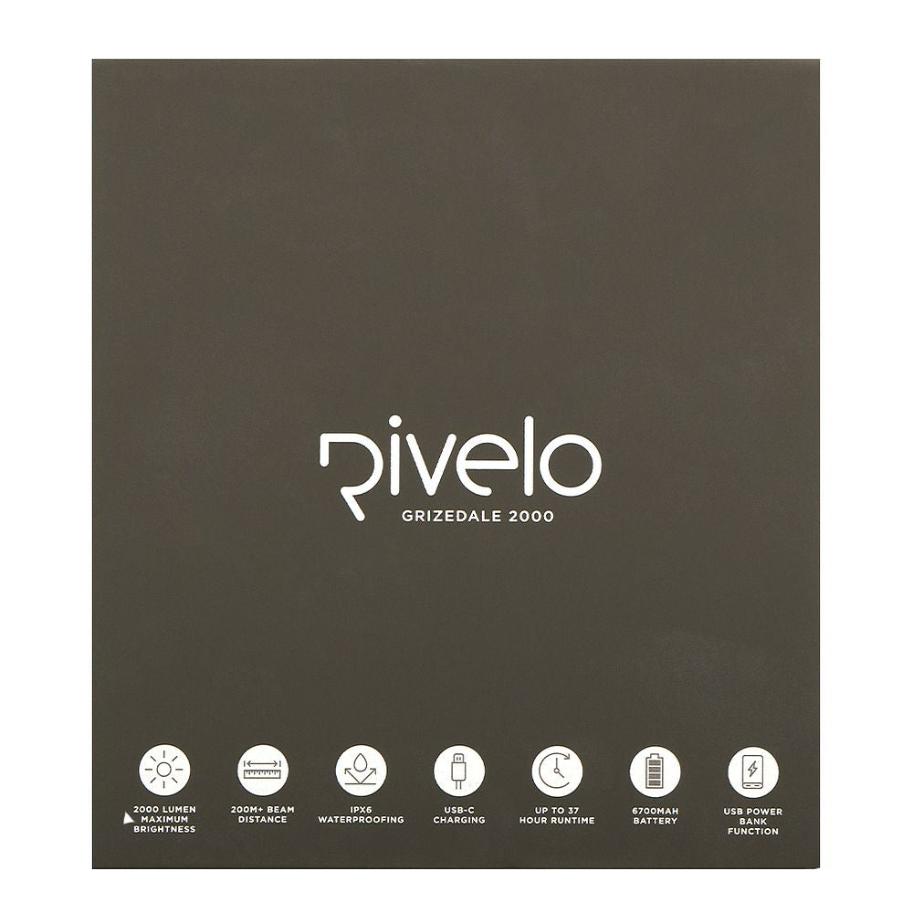 Rivelo Grizedale 2000 Front Bike Light (Black) (studio)