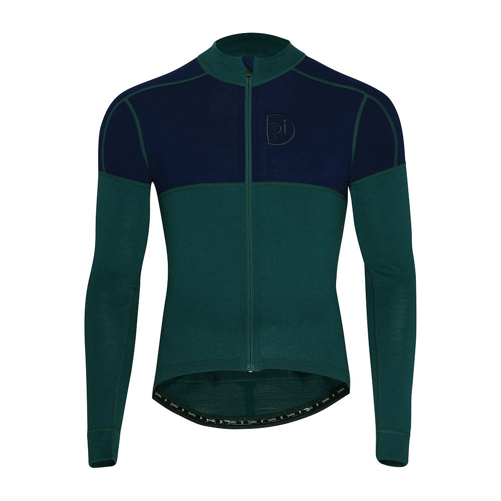 Rivelo Mens Lydford Merino Blend Long Sleeve Jersey (Petrol/Navy) (studio)