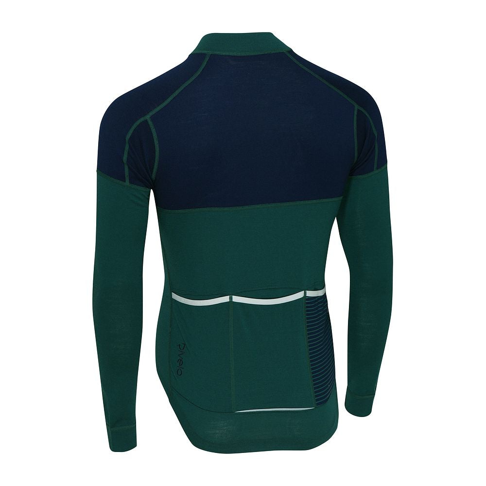 Rivelo Mens Lydford Merino Blend Long Sleeve Jersey (Petrol/Navy) (studio)