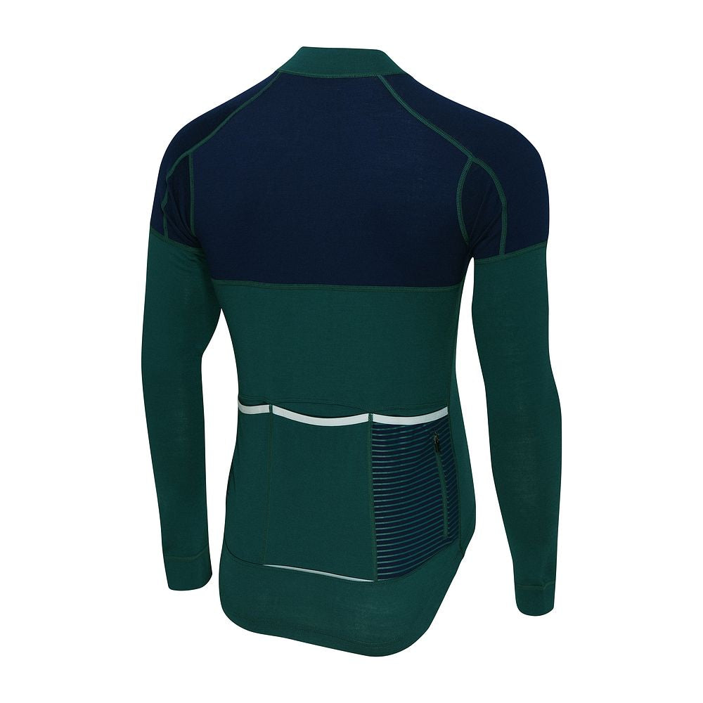 Rivelo Mens Lydford Merino Blend Long Sleeve Jersey (Petrol/Navy) (studio)