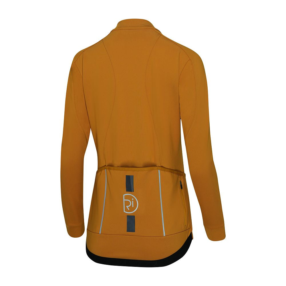 Rivelo Womens Eco Frensham Thermal Long Sleeve Jersey (Mustard/Asphalt)  (studio)