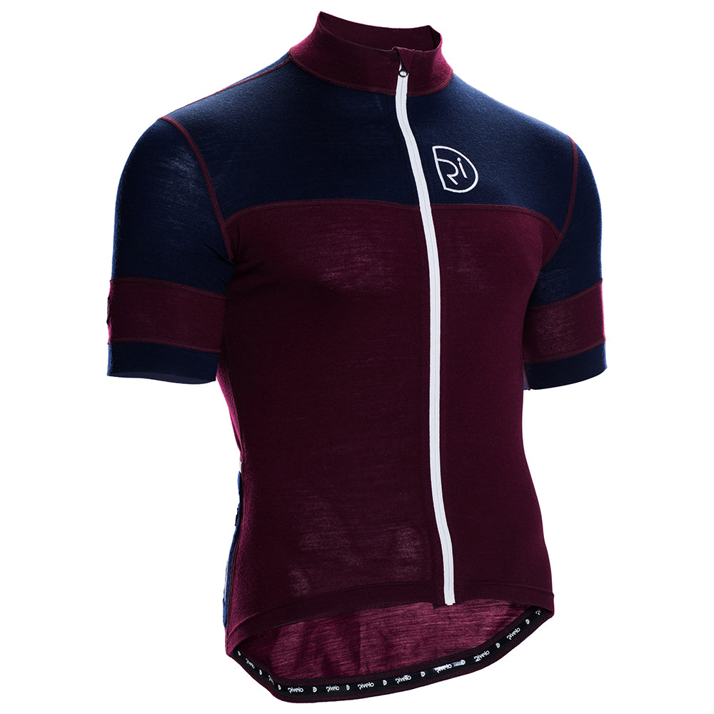 Rivelo | Mens Barbondale Merino Blend Jersey (Burgundy/Navy)
