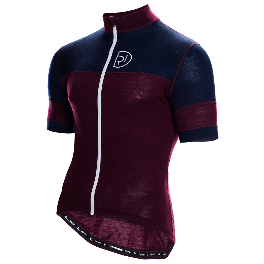 Rivelo | Mens Barbondale Merino Blend Jersey (Burgundy/Navy)