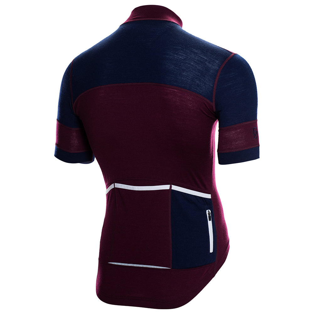 Rivelo | Mens Barbondale Merino Blend Jersey (Burgundy/Navy)