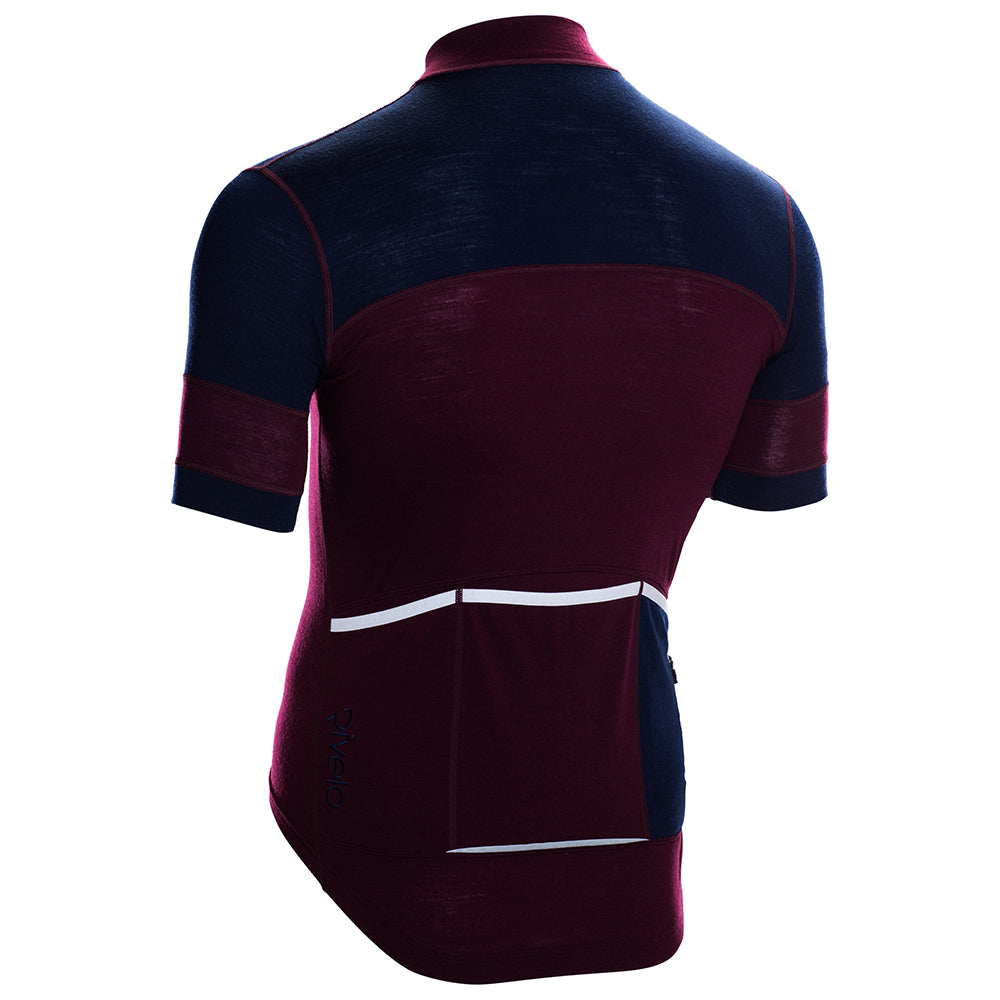 Rivelo Mens Barbondale Merino Blend Jersey (Burgundy/Navy) (studio)