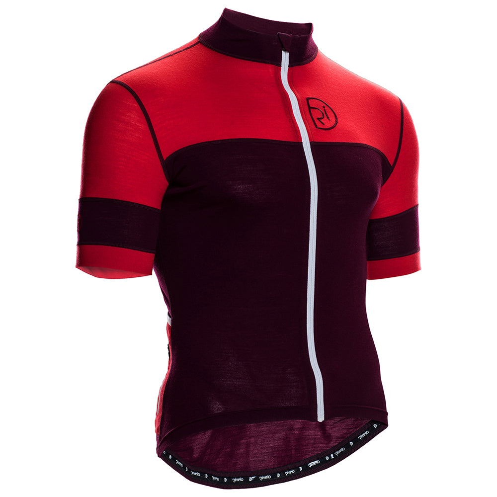 Rivelo | Mens Barbondale Merino Blend Jersey (Burgundy/Red)