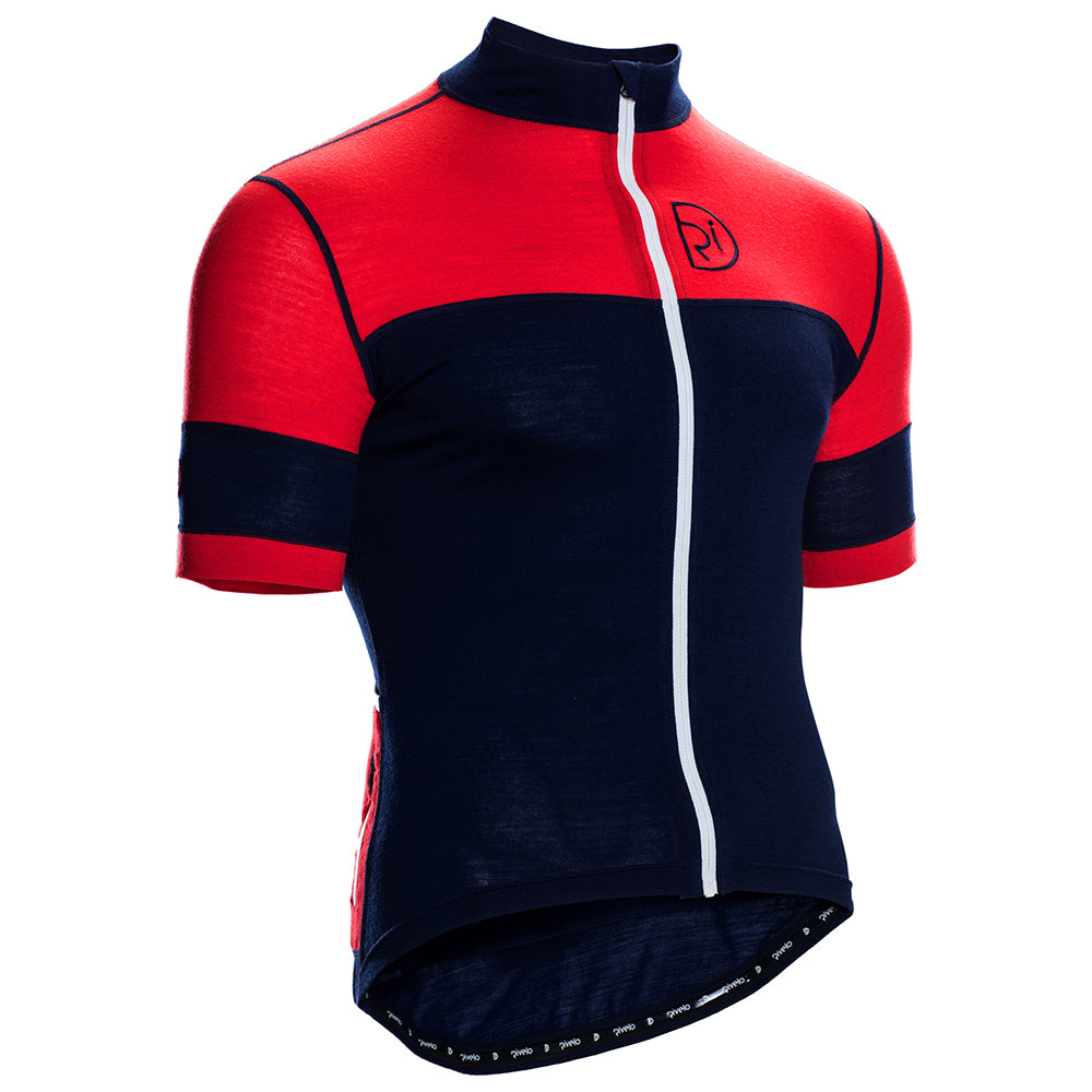Rivelo Mens Barbondale Merino Blend Jersey (Navy/Red) (studio)