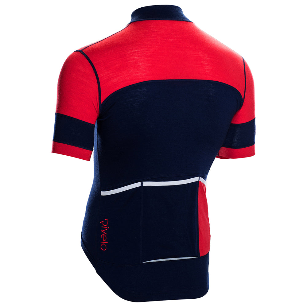Rivelo Mens Barbondale Merino Blend Jersey (Navy/Red) (studio)