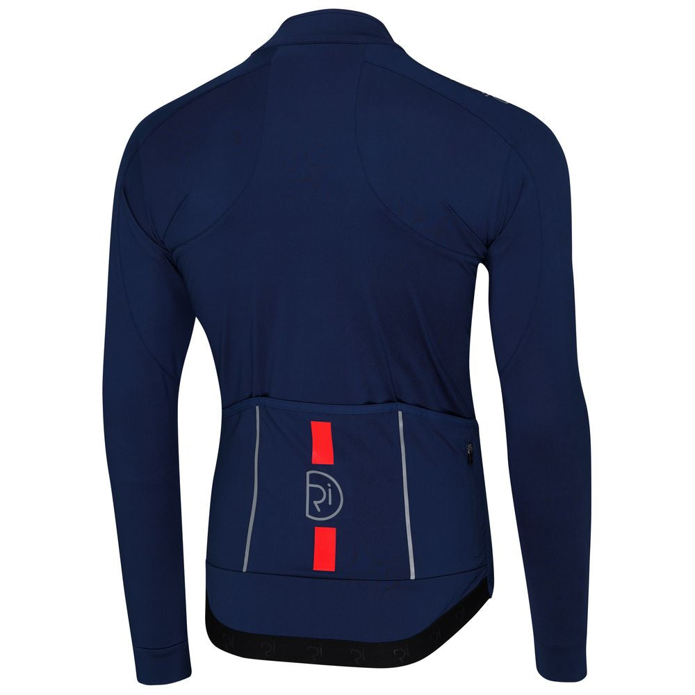 Rivelo Mens Eco Felcott Thermal Long Sleeve Jersey (Navy/Red) (studio)