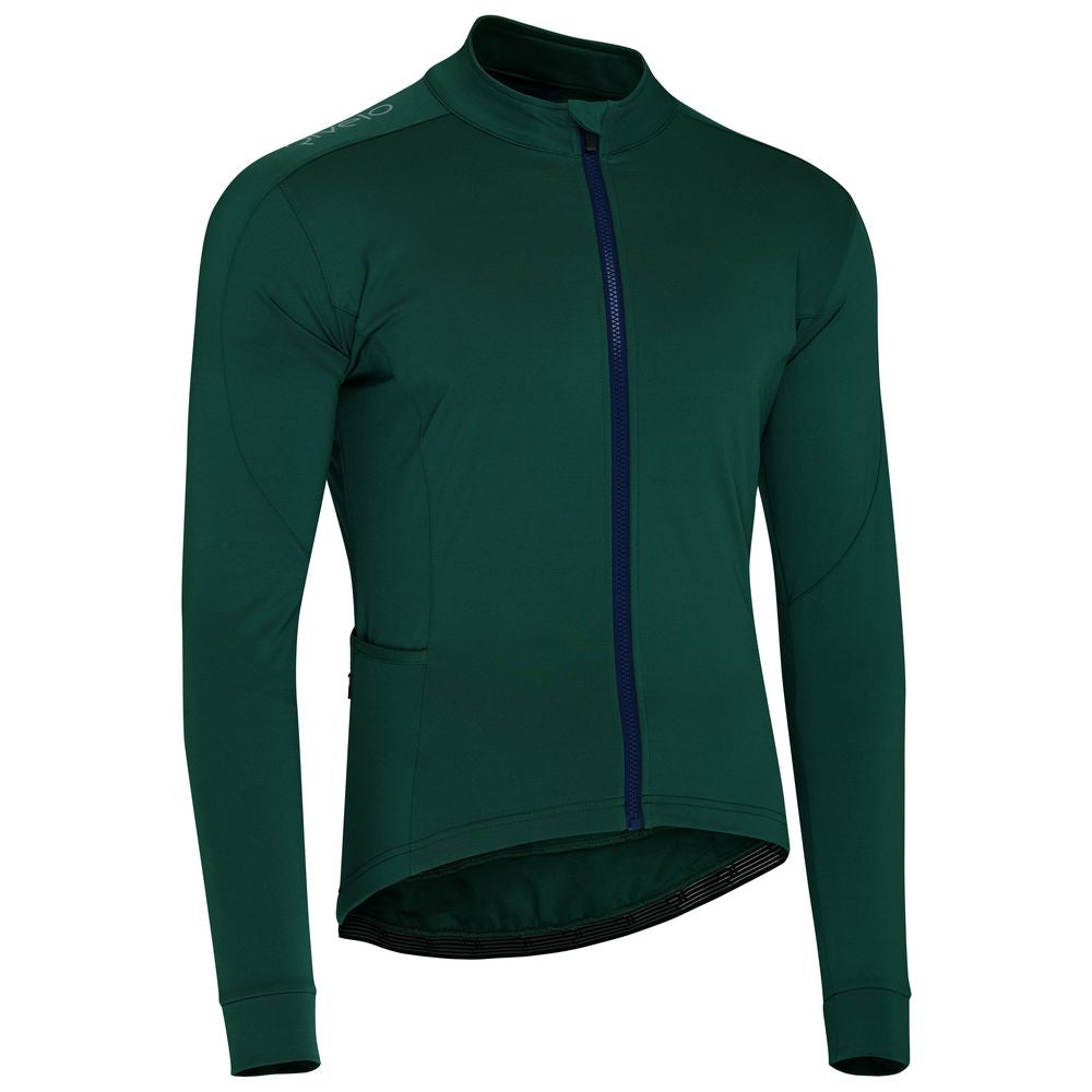 Rivelo Mens Eco Felcott Thermal Long Sleeve Jersey (Racing Green/Navy) (studio)