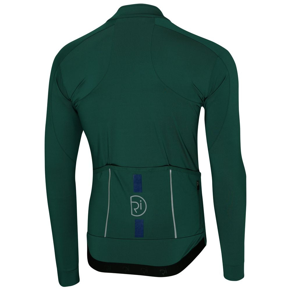 Rivelo Mens Eco Felcott Thermal Long Sleeve Jersey (Racing Green/Navy) (studio)
