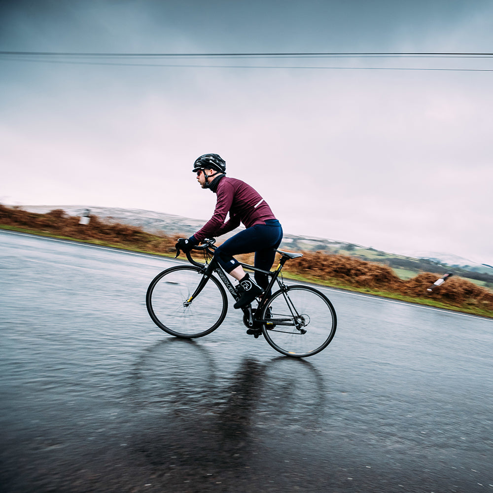 Rivelo Mens Felcott Thermal Long Sleeve Jersey (Burgundy/Navy)