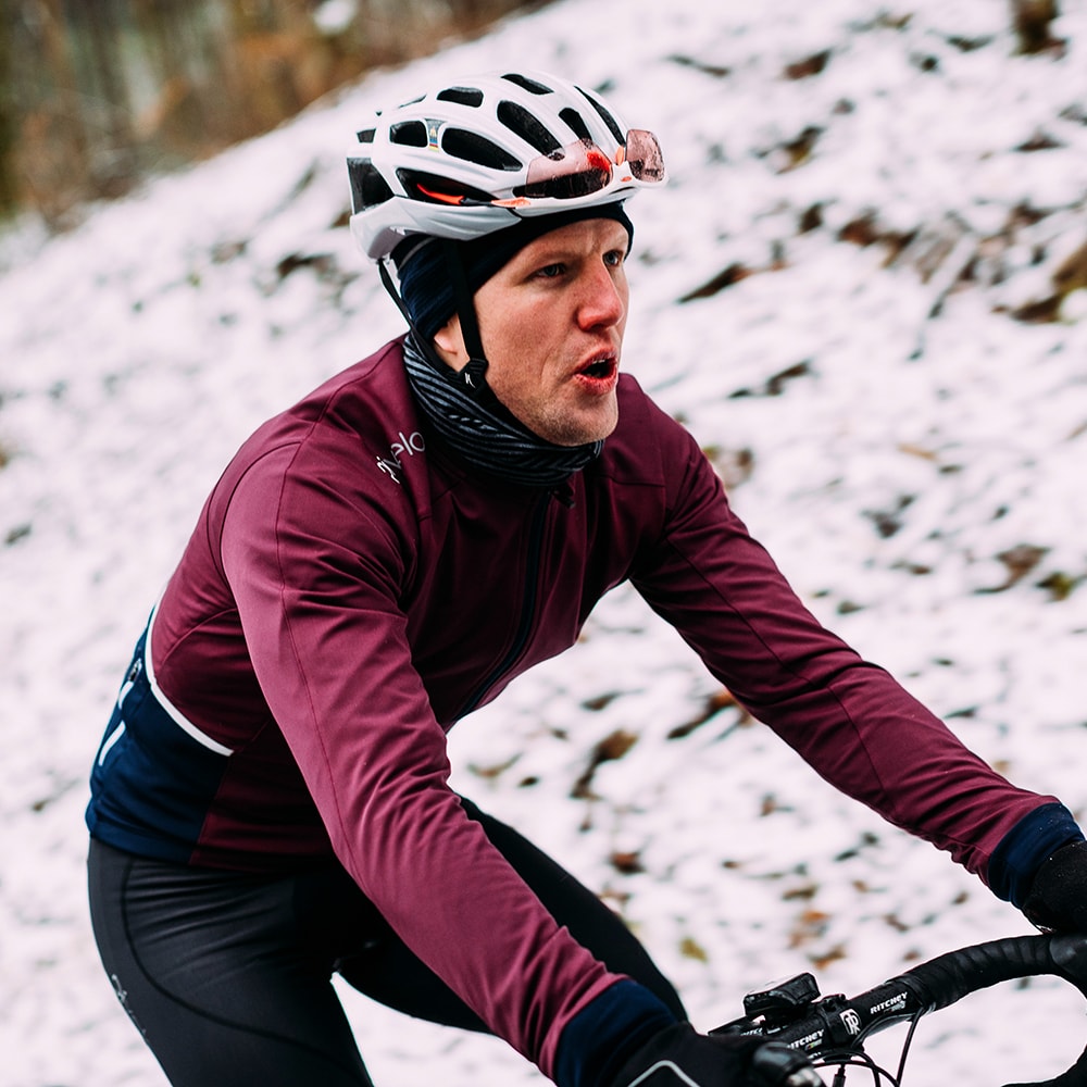 Rivelo Mens Felcott Thermal Long Sleeve Jersey (Burgundy/Navy)