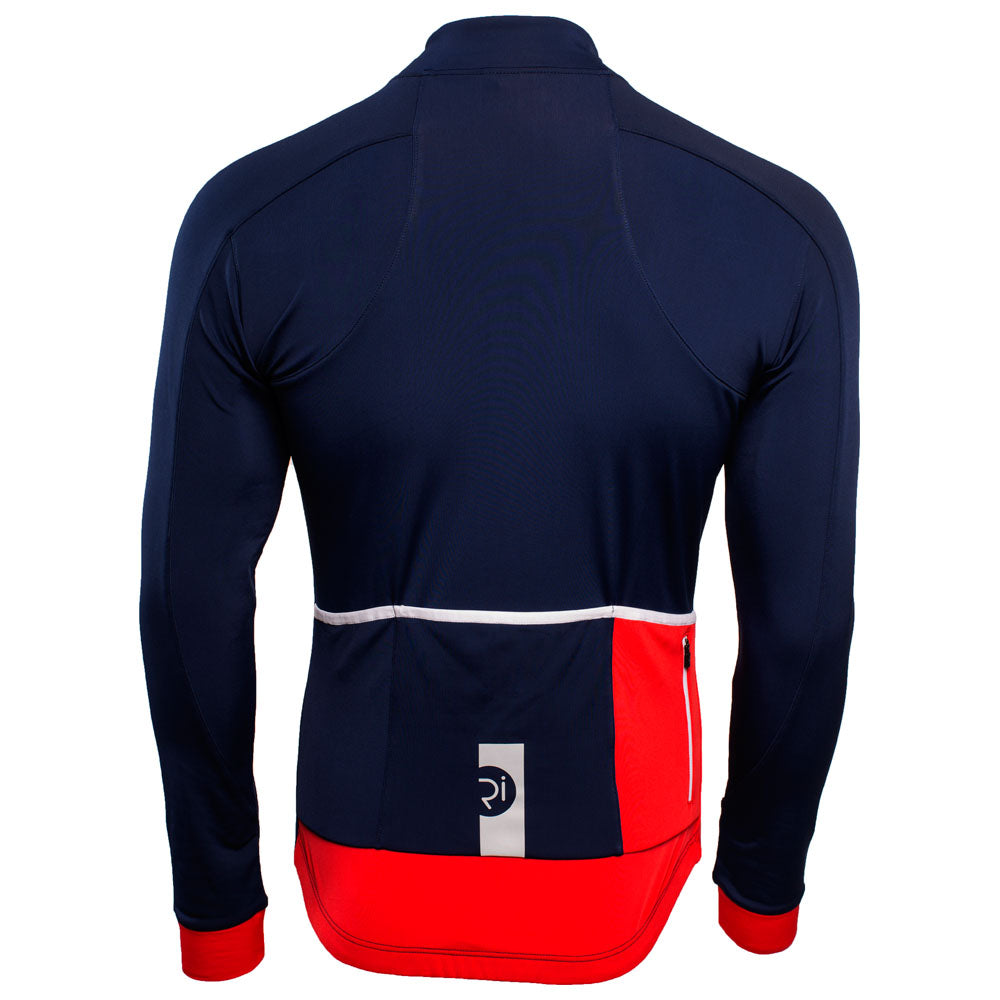 Rivelo Mens Felcott Thermal Long Sleeve Jersey (Navy/Red) (studio)