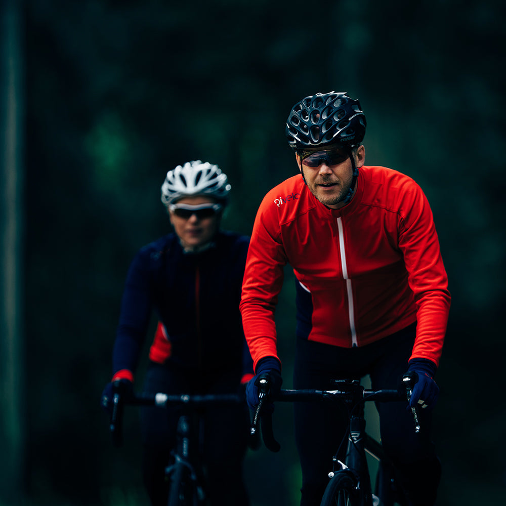 Rivelo | Mens Felcott Thermal Long Sleeve Jersey (Red/Navy)