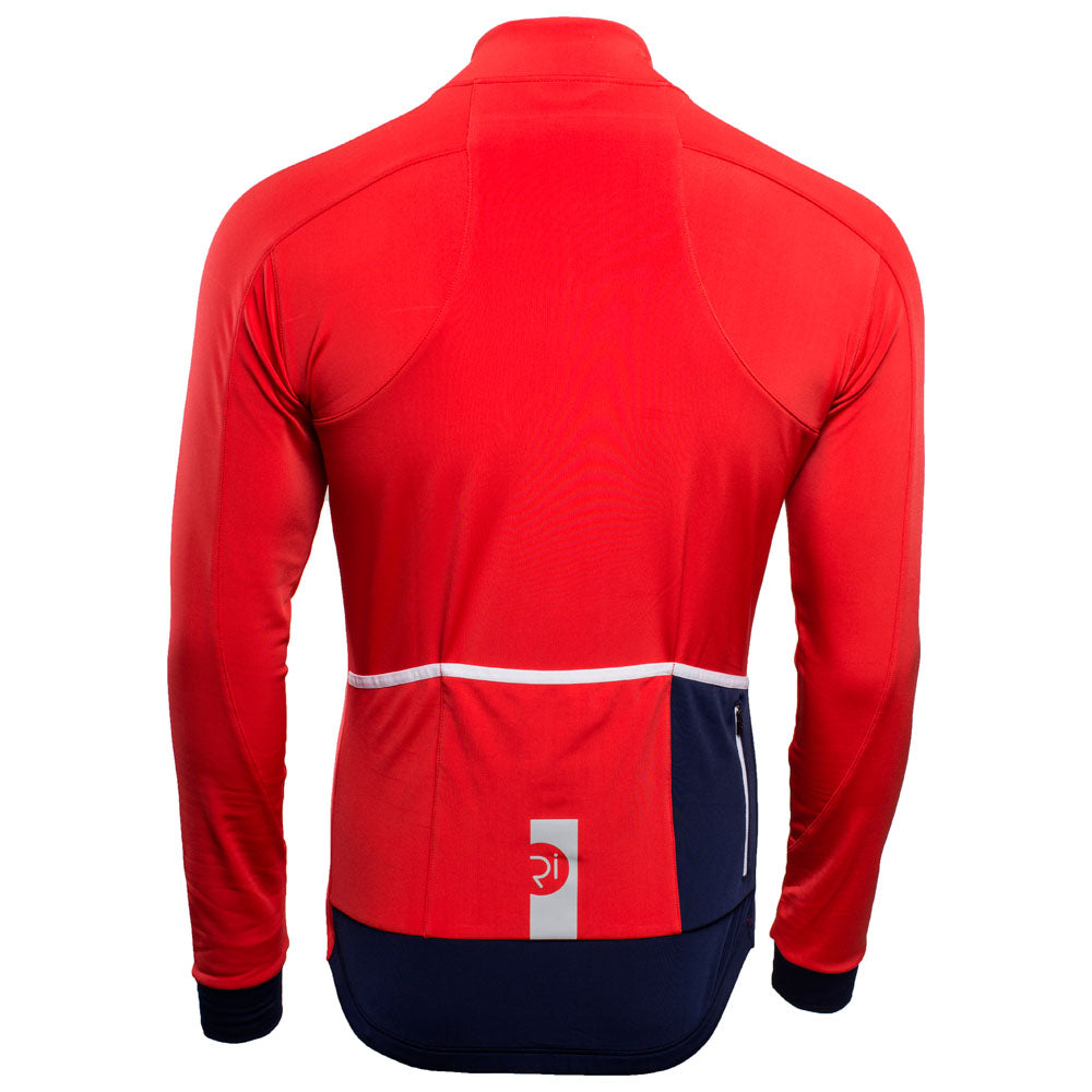 Rivelo Mens Felcott Thermal Long Sleeve Jersey (Red/Navy) (studio)