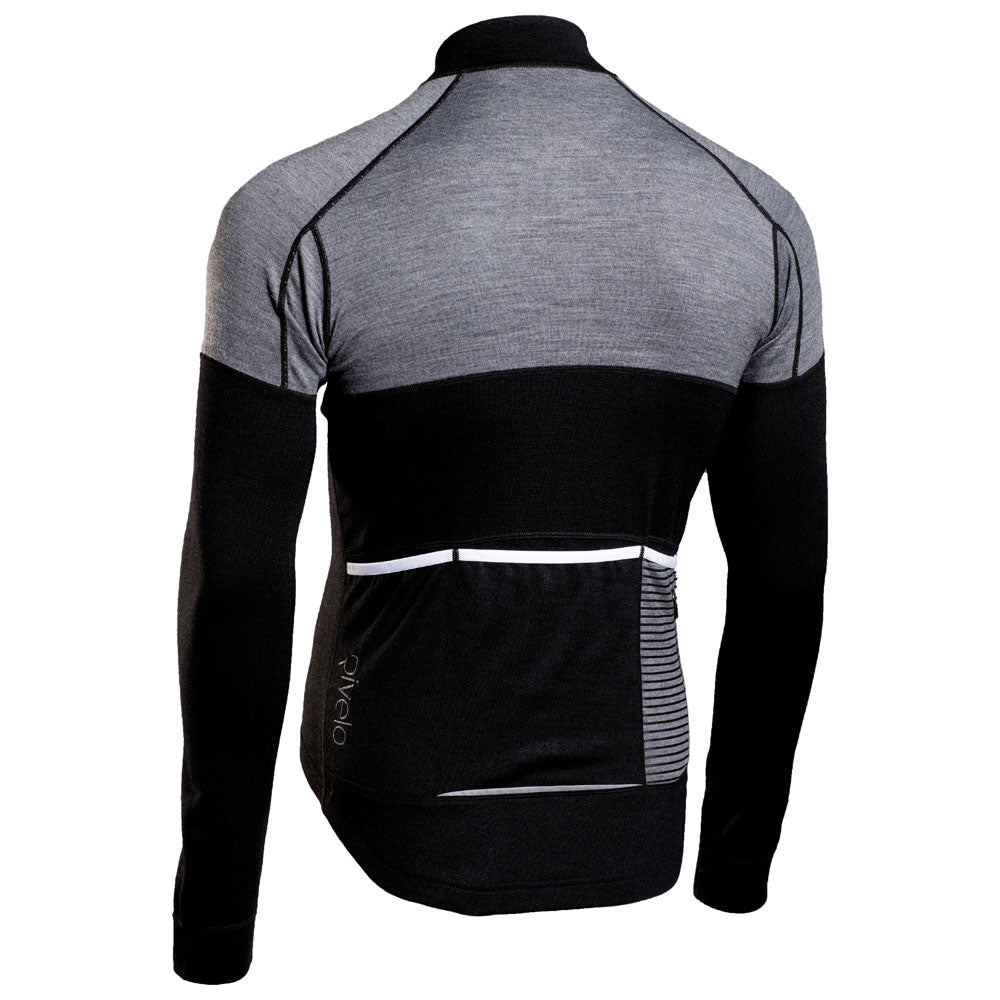 Rivelo Mens Lydford Merino Blend Long Sleeve Jersey (Black/Charcoal) (studio)