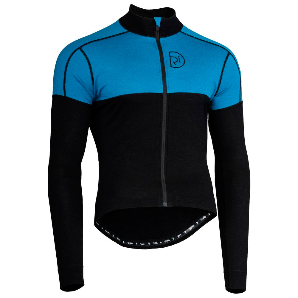 Rivelo Mens Lydford Merino Blend Long Sleeve Jersey (Black/Teal) (studio)