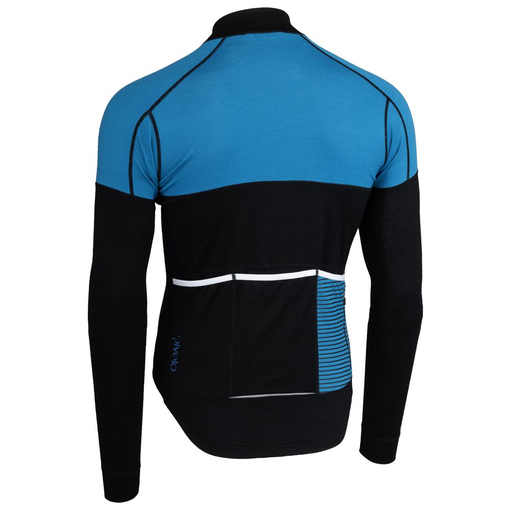Rivelo Mens Lydford Merino Blend Long Sleeve Jersey (Black/Teal) (studio)