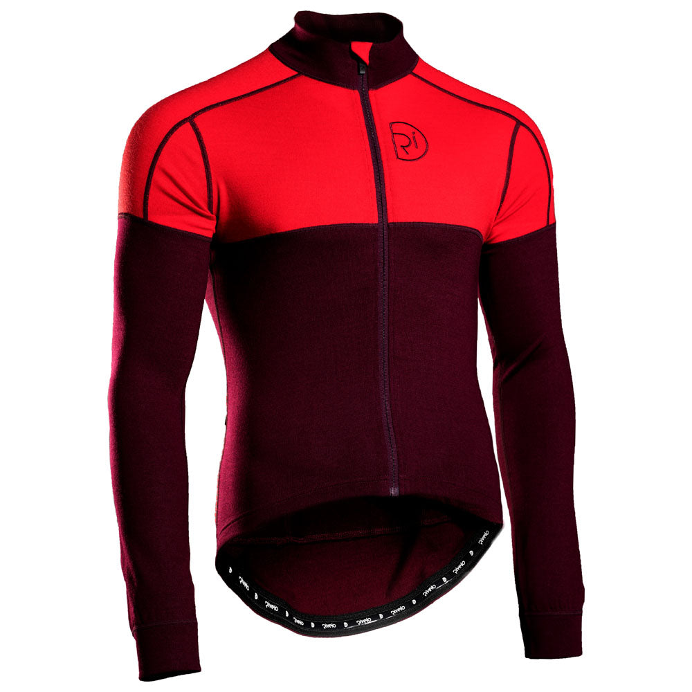 Rivelo Mens Lydford Merino Blend Long Sleeve Jersey (Burgundy/Red) (studio)