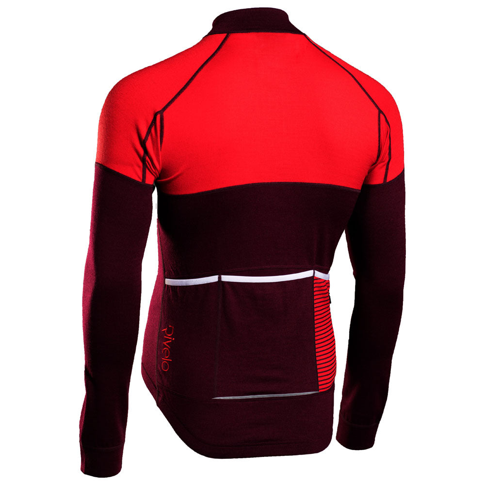 Rivelo Mens Lydford Merino Blend Long Sleeve Jersey (Burgundy/Red) (studio)