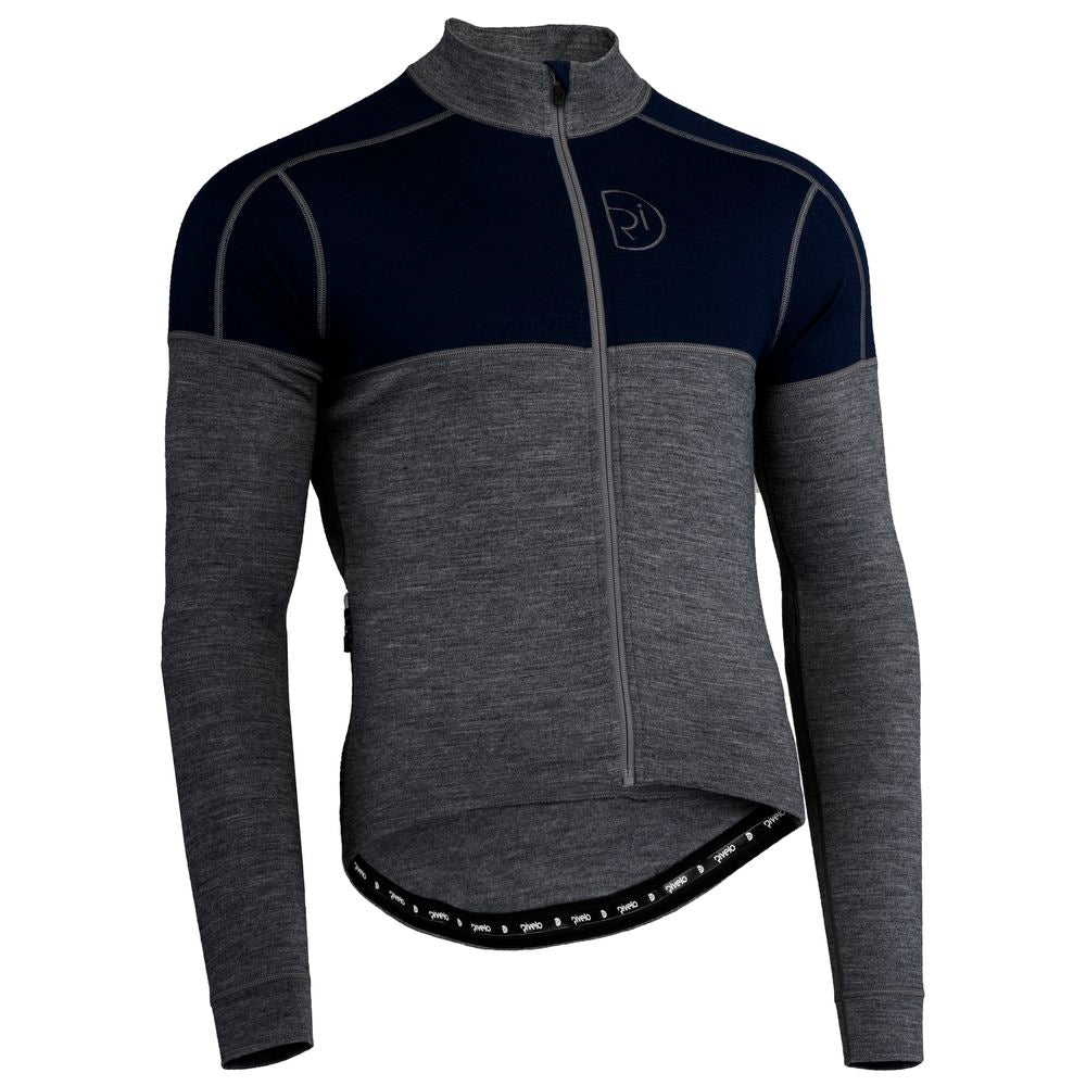 Rivelo Mens Lydford Merino Blend Long Sleeve Jersey (Charcoal/Navy) (studio)