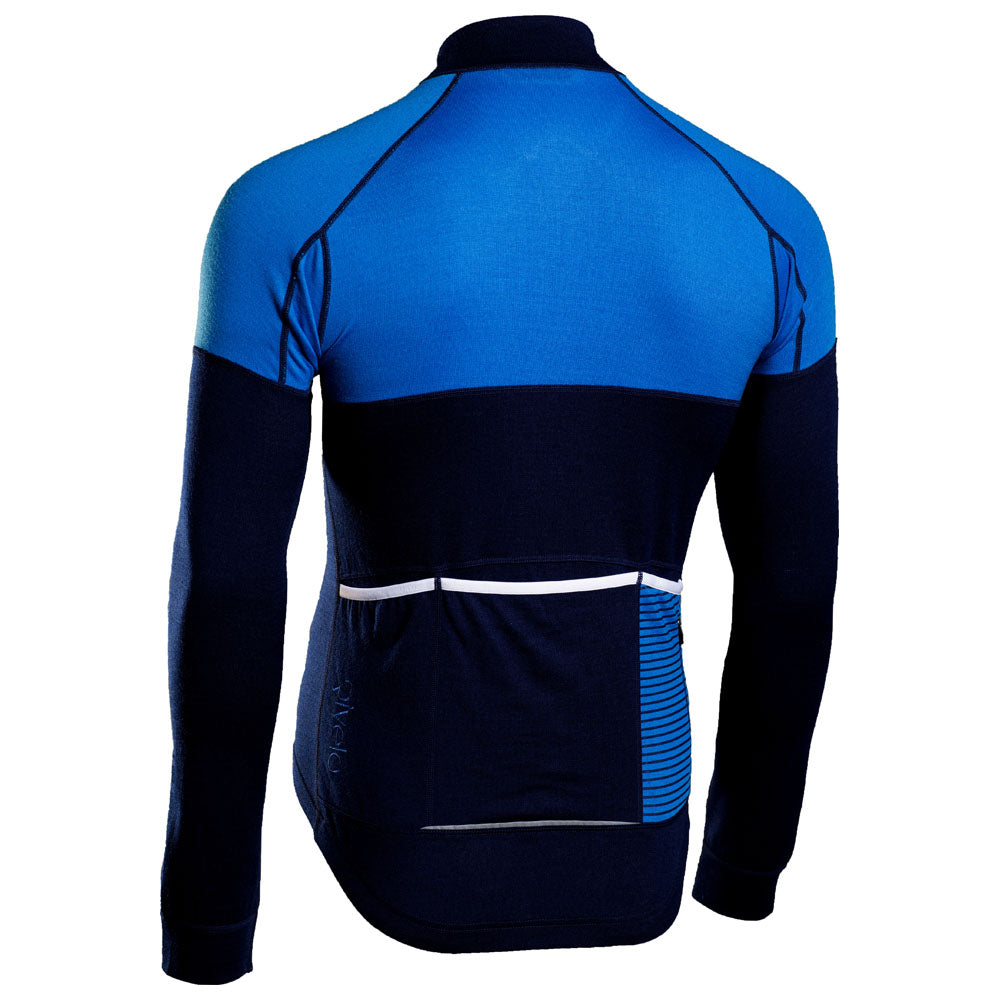 Rivelo Mens Lydford Merino Blend Long Sleeve Jersey (Navy/Cobalt) (studio)