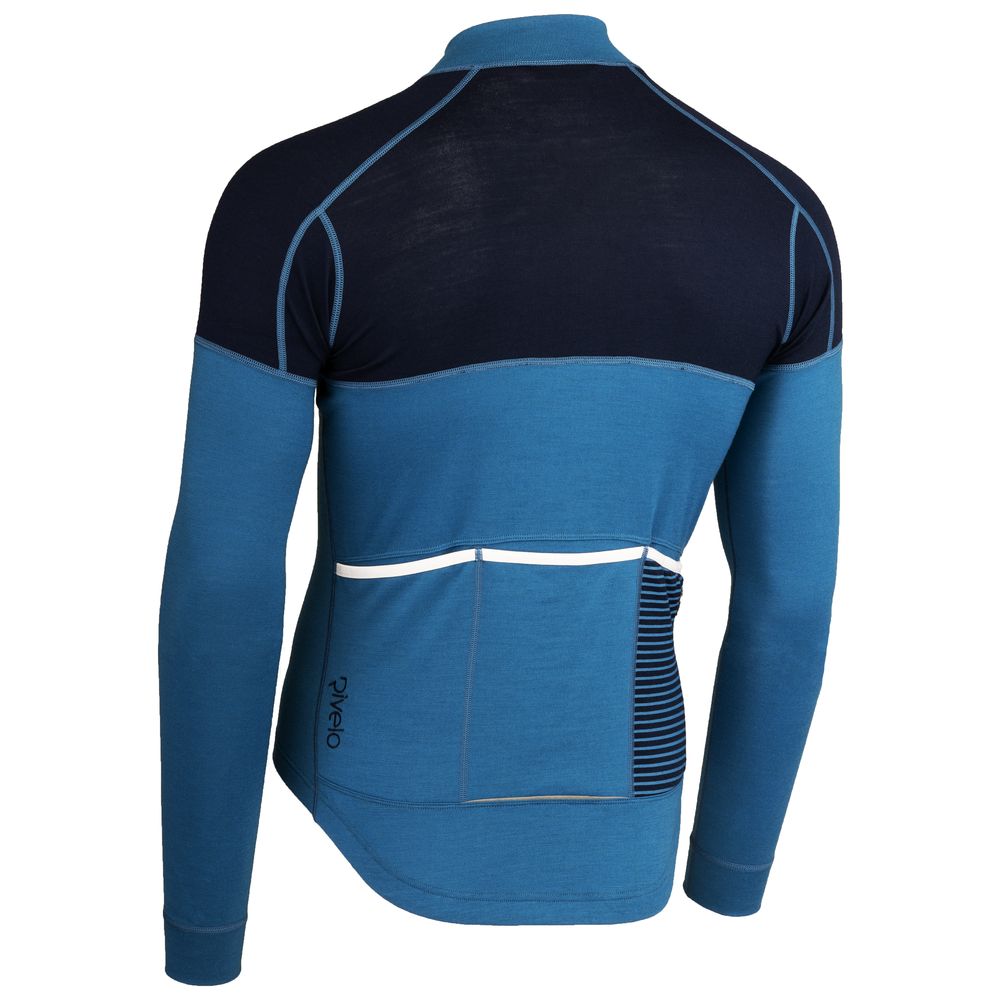 Rivelo Mens Lydford Merino Blend Long Sleeve Jersey (Teal/Navy) (studio)