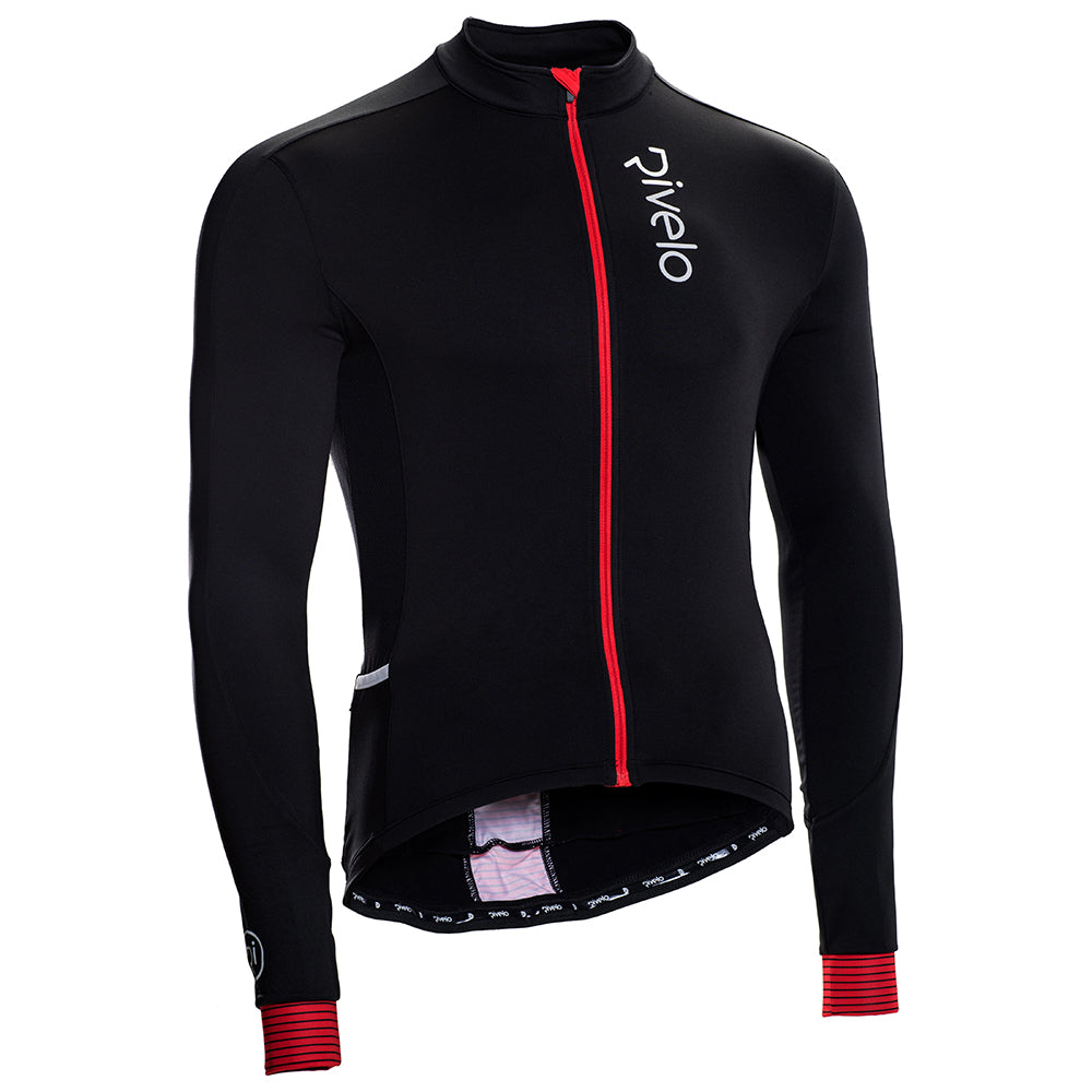 Rivelo Mens Weston Light Long Sleeve Jersey (Black/Red) (studio)