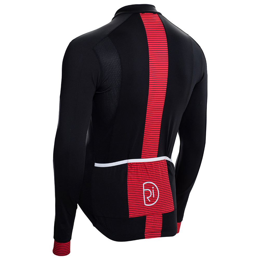 Rivelo Mens Weston Light Long Sleeve Jersey (Black/Red) (studio)