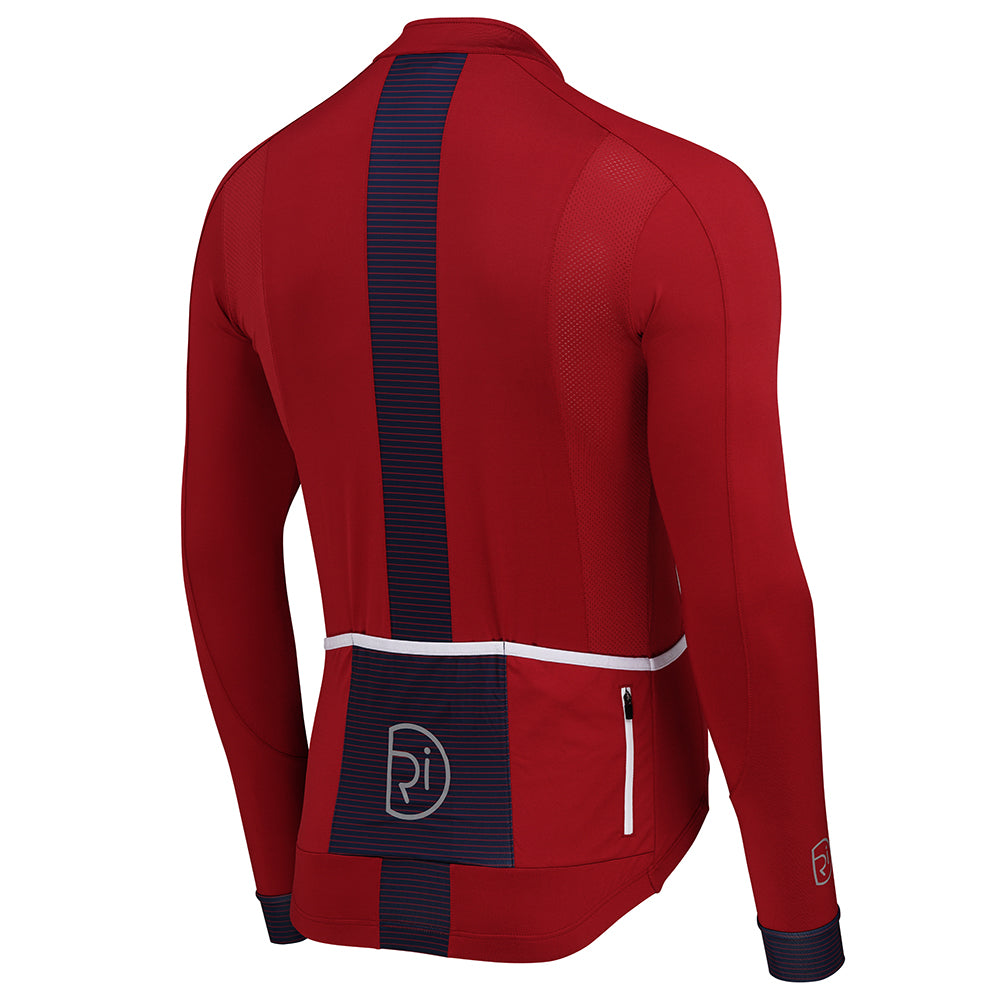 Rivelo Mens Weston Light Long Sleeve Jersey (Ruby/Navy) (studio)