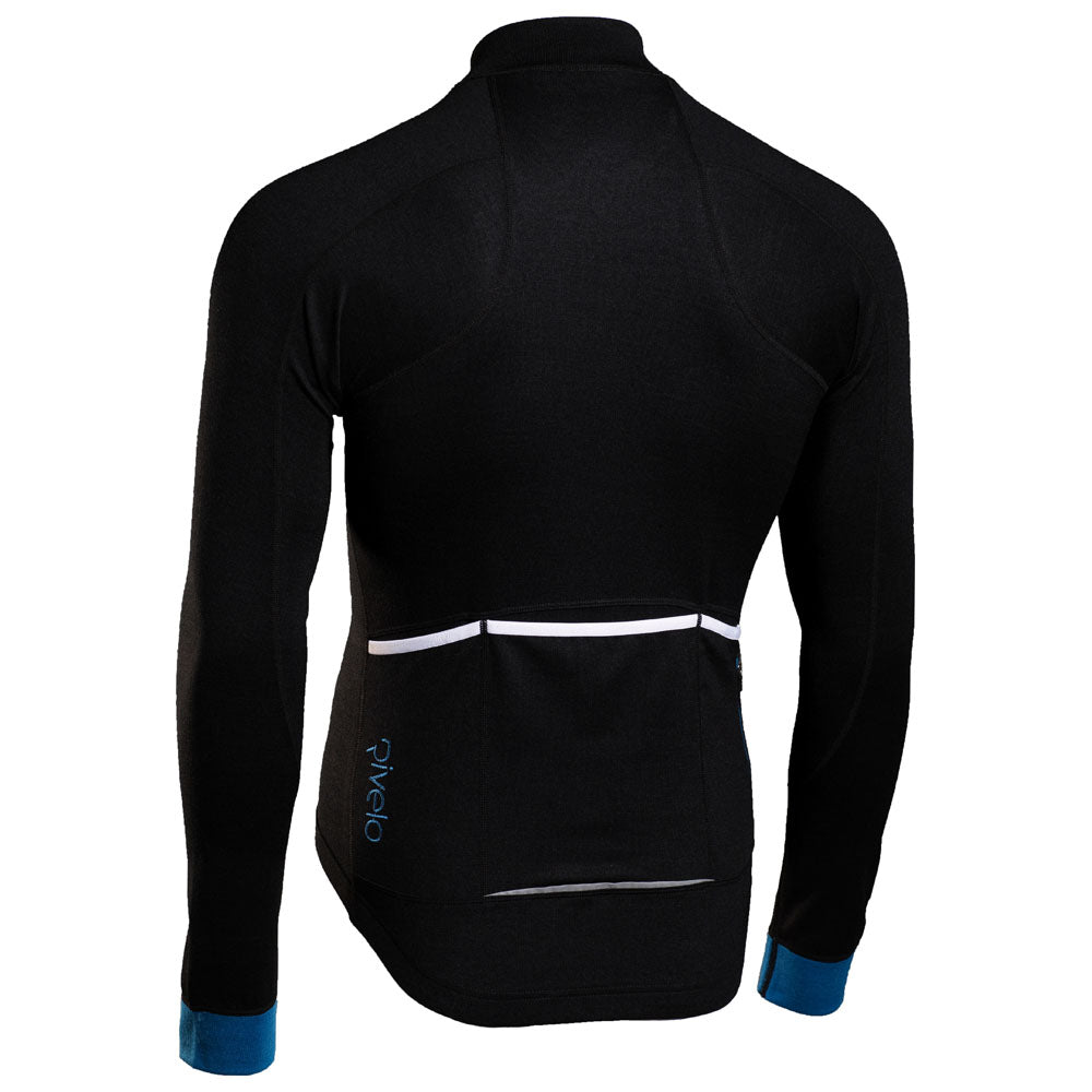 Rivelo Mens Woodside Merino Blend Long Sleeve Jersey (Black/Teal) (studio)