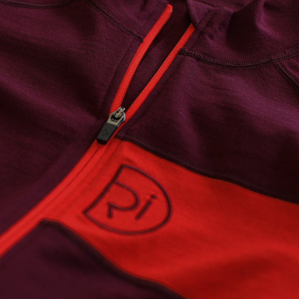 Rivelo | Mens Woodside Merino Blend Long Sleeve Jersey (Burgundy/Red)