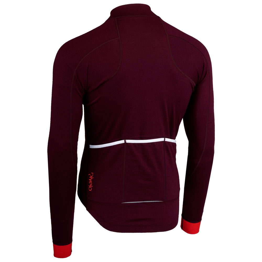 Rivelo Mens Woodside Merino Blend Long Sleeve Jersey (Burgundy/Red) (studio)