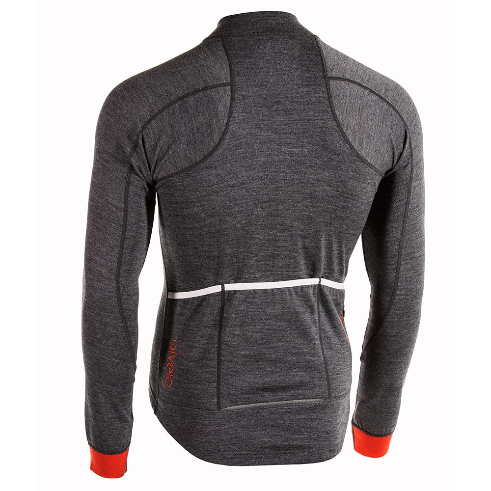 Rivelo Mens Woodside Merino Blend Long Sleeve Jersey (Charcoal/Orange) (studio)