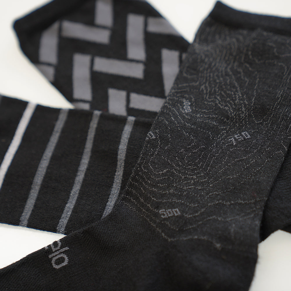 Rivelo Merino Mix Socks (3 Pack - Black/Charcoal)