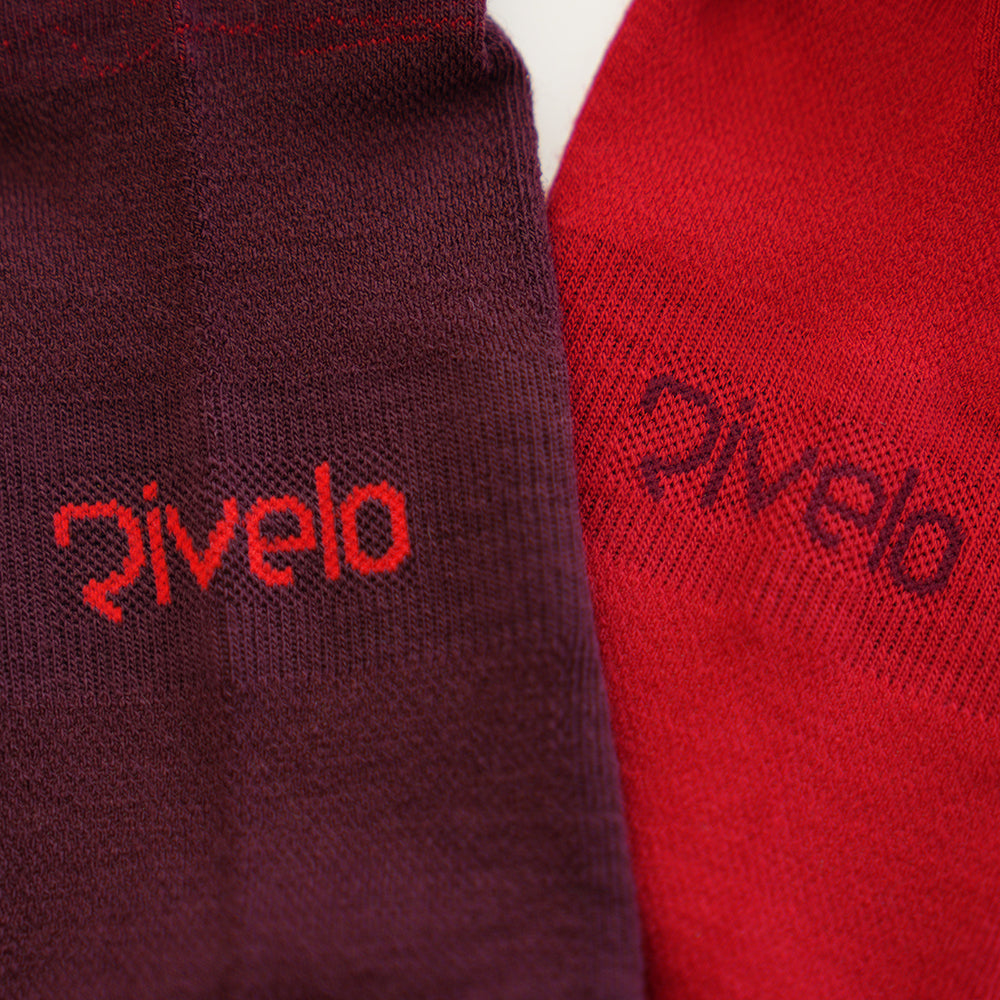 Rivelo Merino Mix Socks (3 Pack - Burgundy/Red)