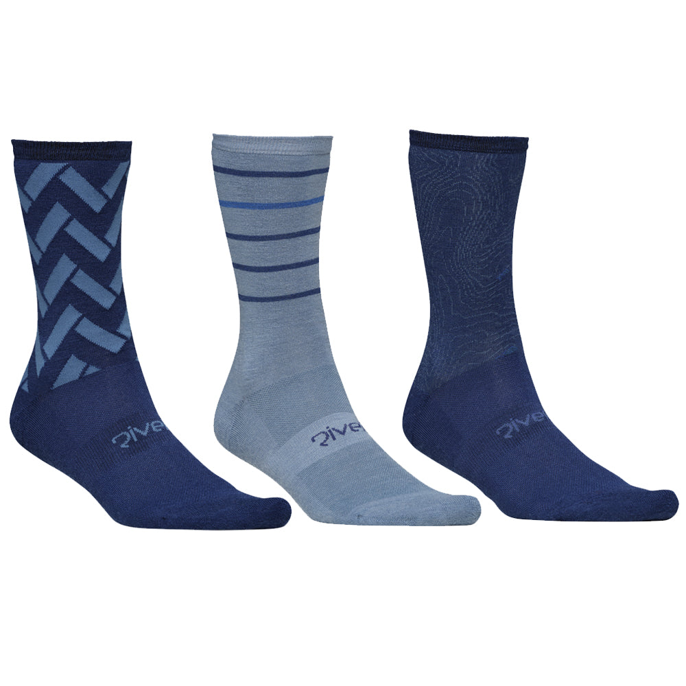Rivelo Merino Mix Socks (3 Pack - Navy/Blue) (studio)