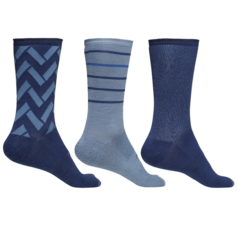 Rivelo Merino Mix Socks (3 Pack - Navy/Blue) (studio)