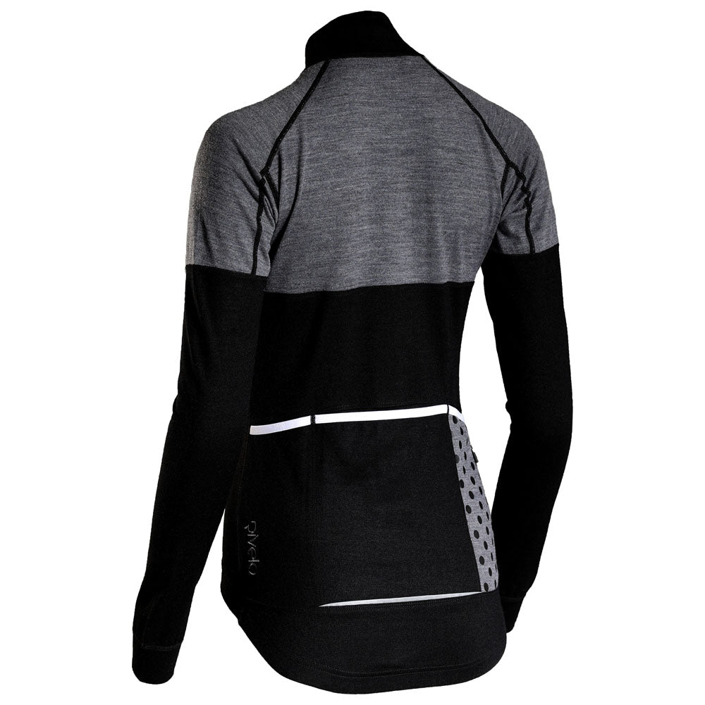 Rivelo Womens Alderbrook Merino Blend Long Sleeve Jersey (Black/Charcoal) (studio)
