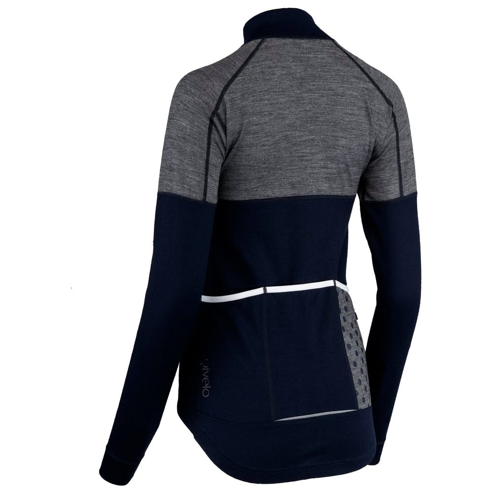 Rivelo Womens Alderbrook Merino Blend Long Sleeve Jersey (Navy/Charcoal) (studio)