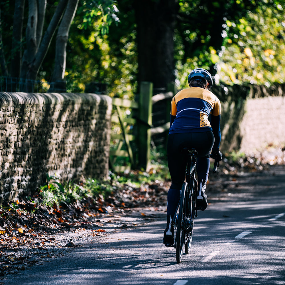 Womens Alderbrook Merino Blend Long Sleeve Jersey (Navy/Yellow)