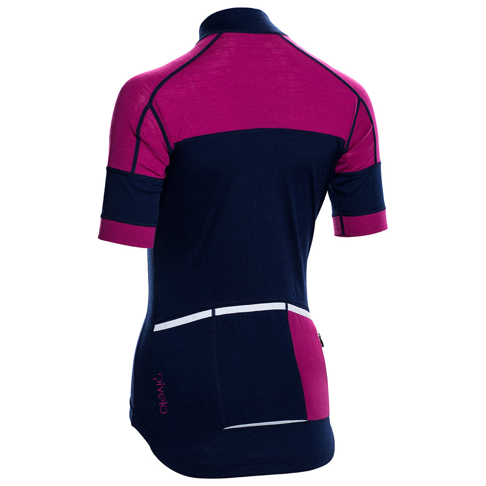 Rivelo Womens Applecross Merino Blend Jersey (Navy/Magenta) (studio)