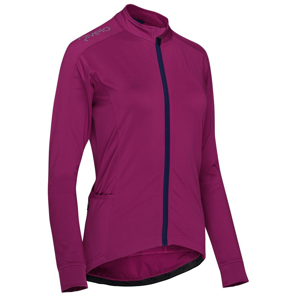 Rivelo Womens Eco Frensham Thermal Long Sleeve Jersey (Magenta/Navy) (studio)