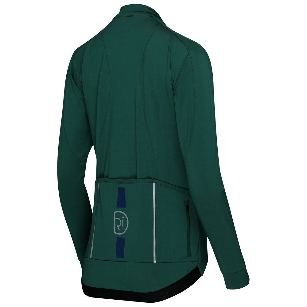 Rivelo Womens Eco Frensham Thermal Long Sleeve Jersey (Racing Green/Navy) (studio)