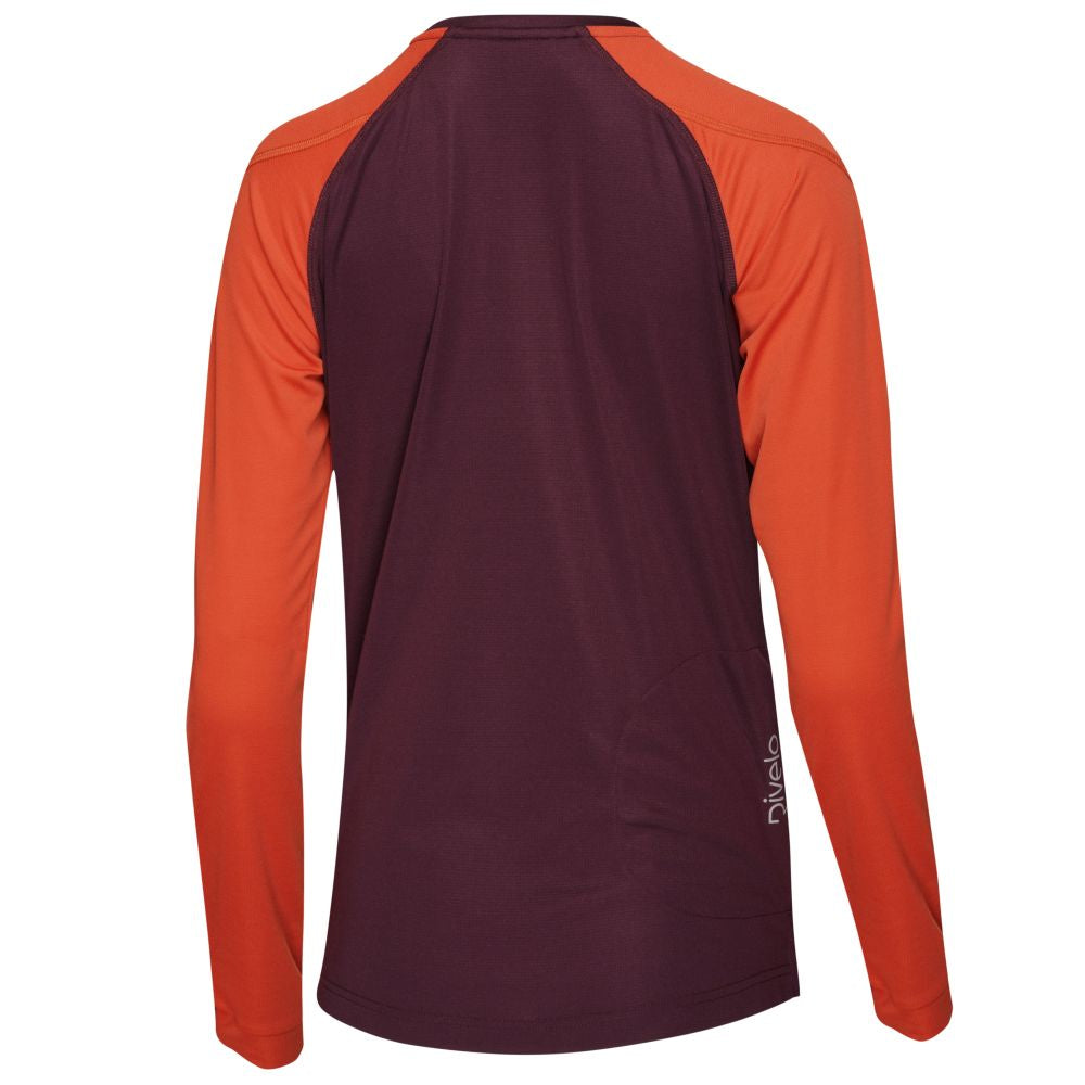Rivelo Womens Glentress Long Sleeve MTB Jersey (Burgundy/Burnt Orange) (studio)