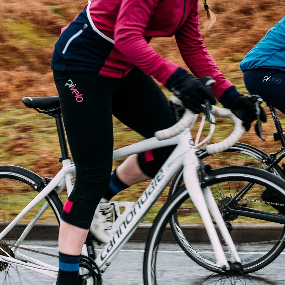 Rivelo Womens Hazelwood 3/4 Bib Tights (Black/Magenta)