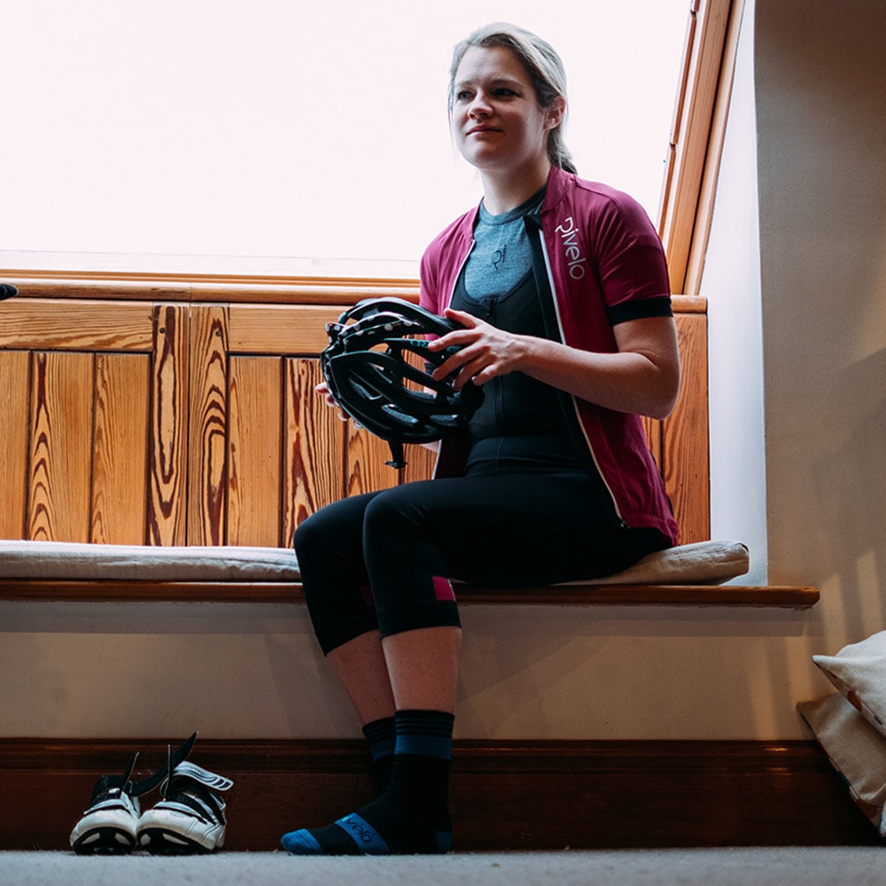 Rivelo Womens Hazelwood 3/4 Bib Tights (Black/Magenta)